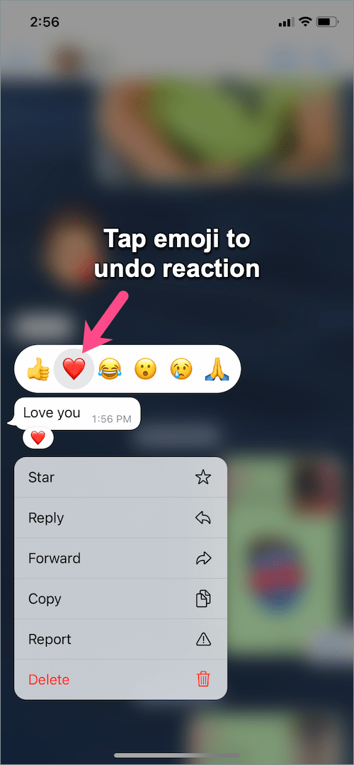 How to remove emoji reaction from WhatsApp