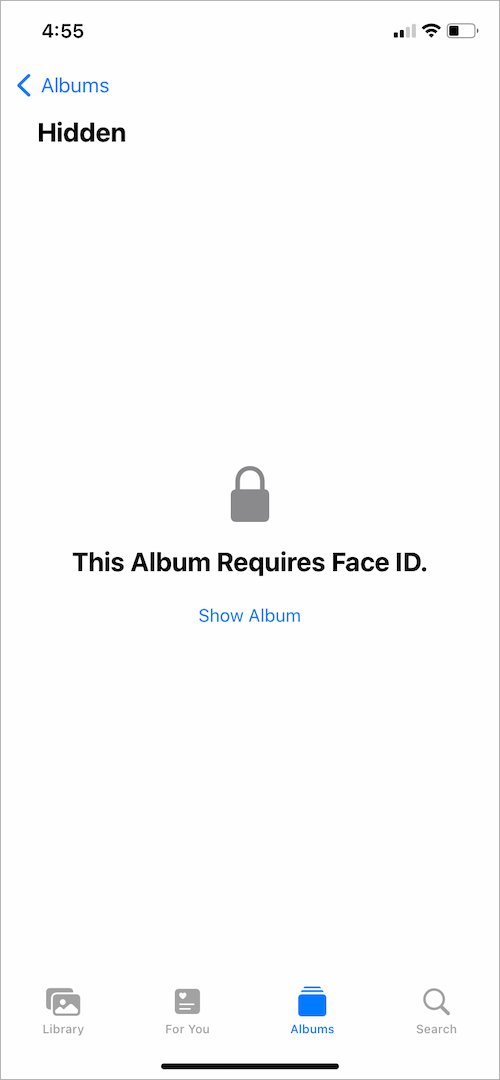 How to lock hidden album with Face ID on iphone or ipad running iOS 16