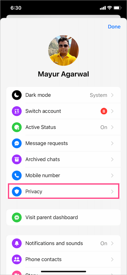 privacy settings in messenger