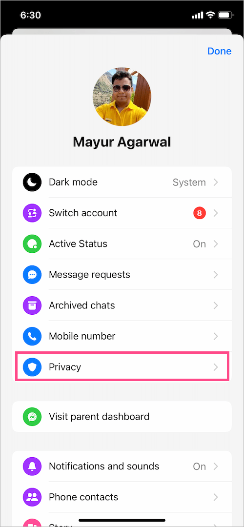 facebook messenger app privacy settings