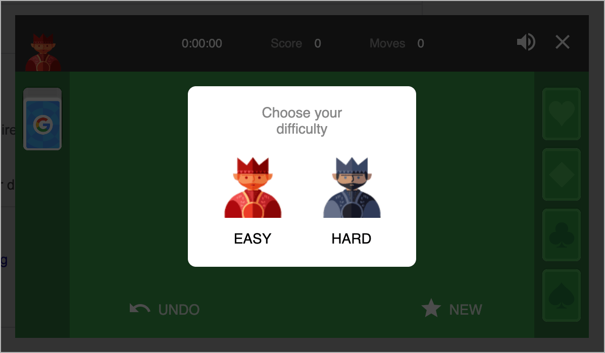 play google solitaire easy or hard mode