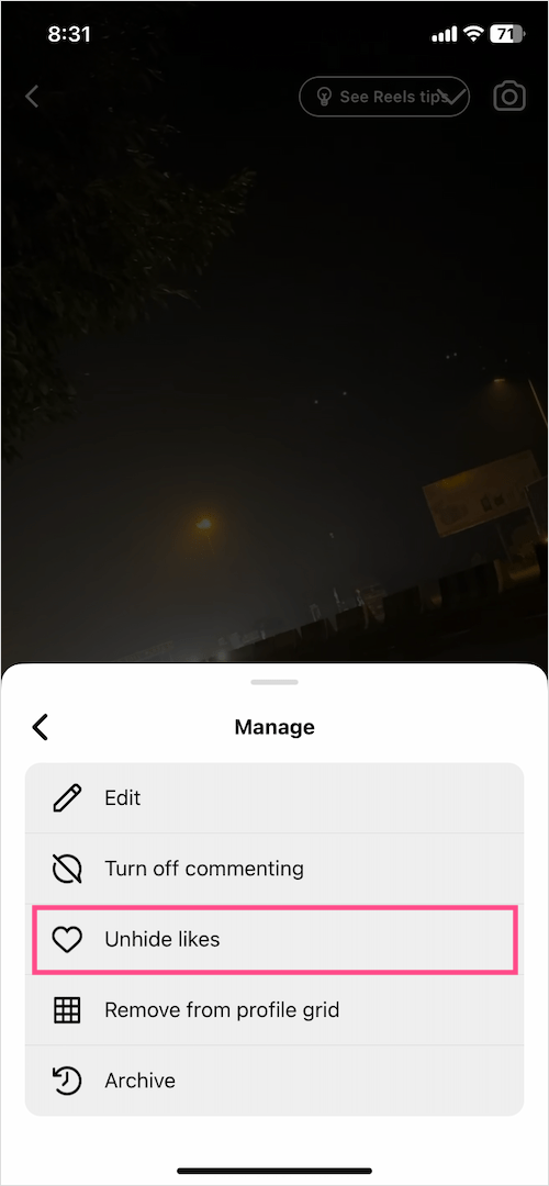 how to unhide likes on instagram reels