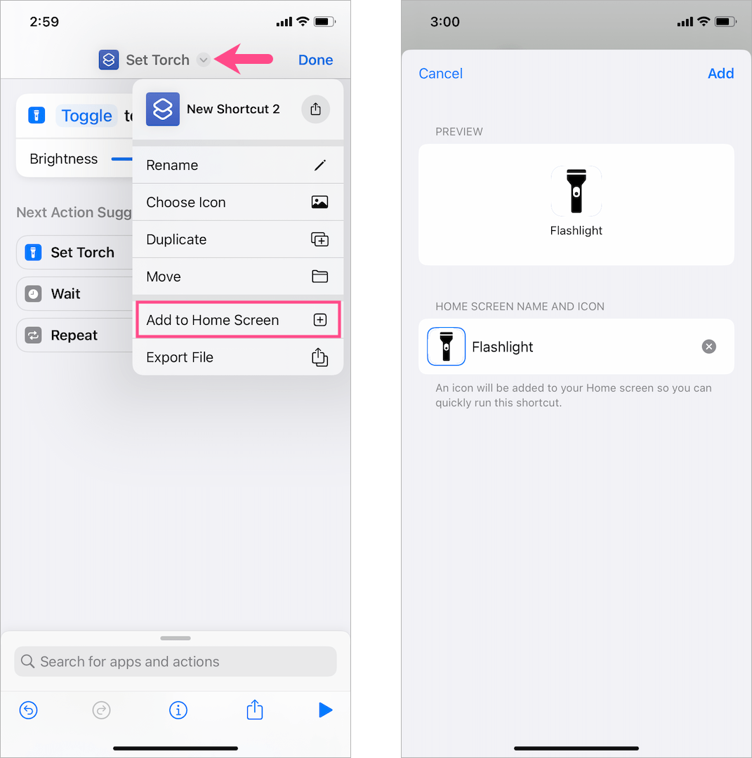 how to add flashlight to home screen on iPhone 14