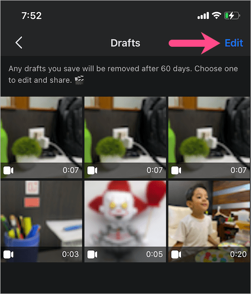 how to remove reel drafts from facebook