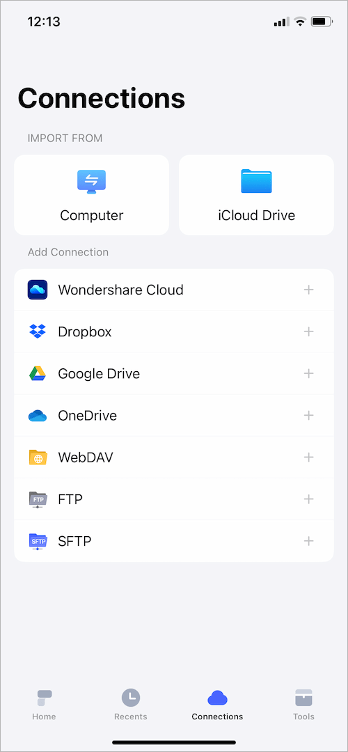 wondershare cloud connections