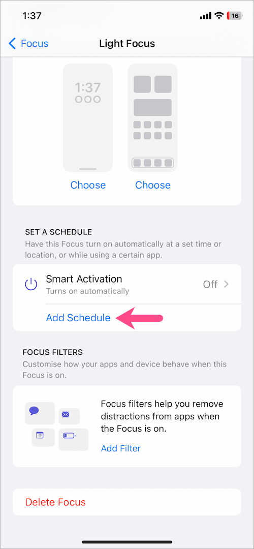 add schedule for focus mode