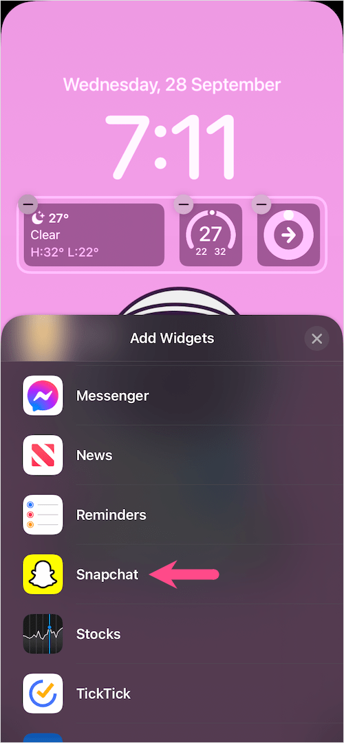 how to add snapchat widget in ios 16 on iphone