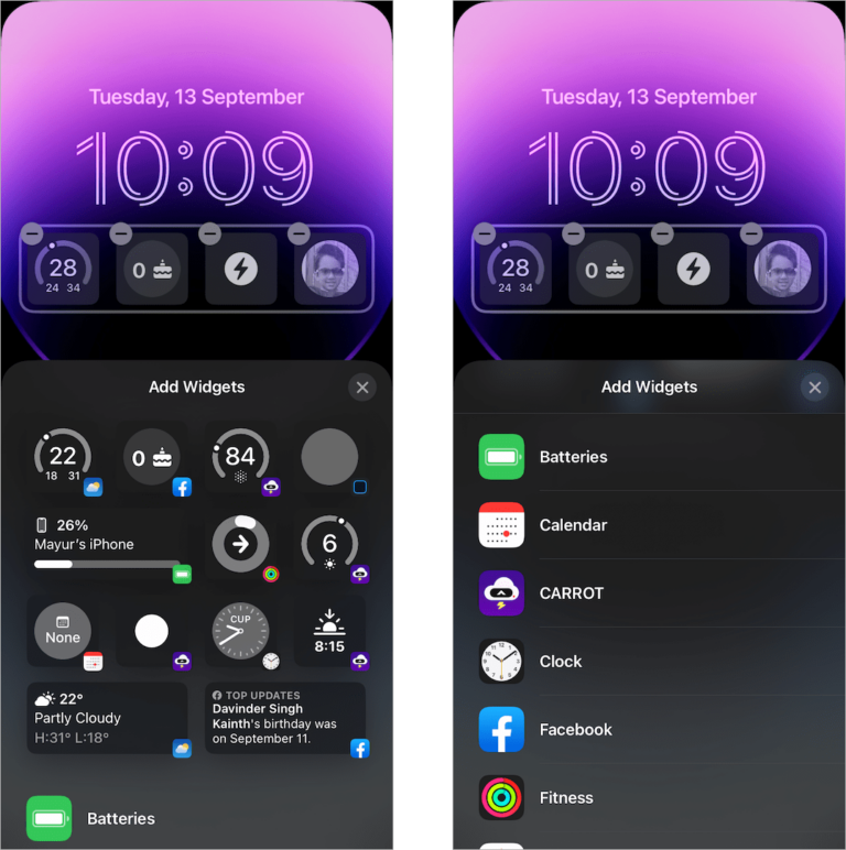 lock screen widgets color