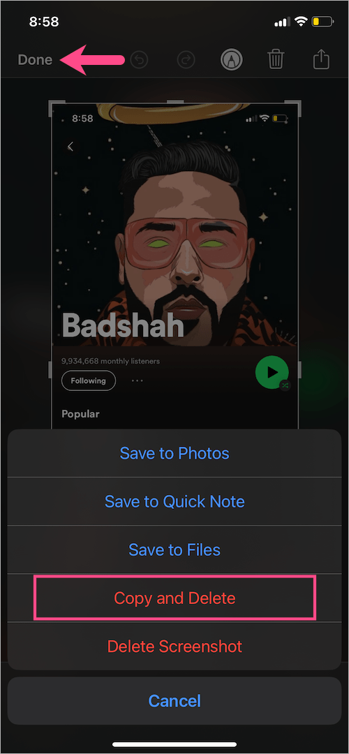 how to copy and delete screenshot on iphone