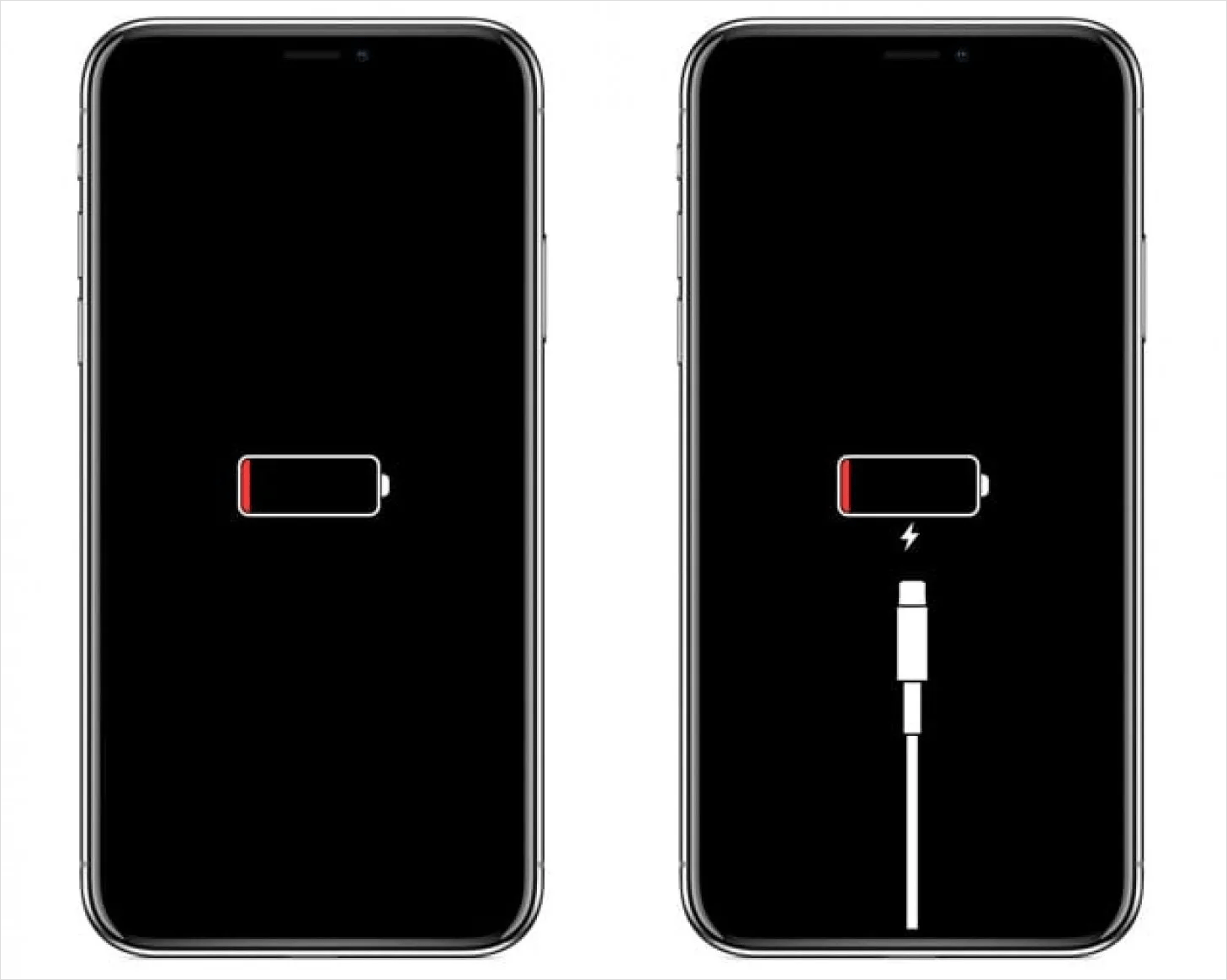 battery icon on iphone black screen