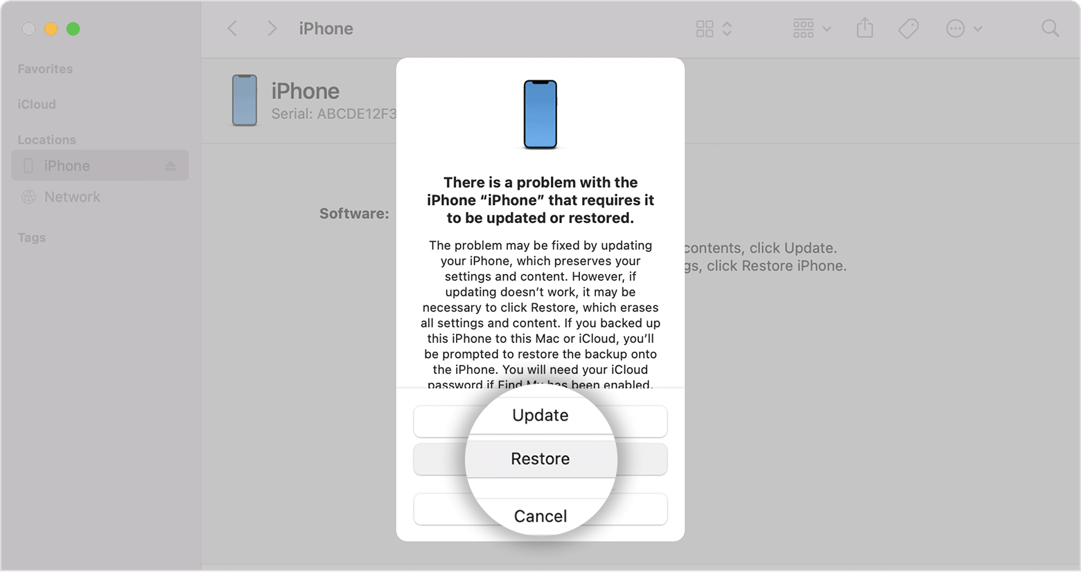 restore iphone using itunes