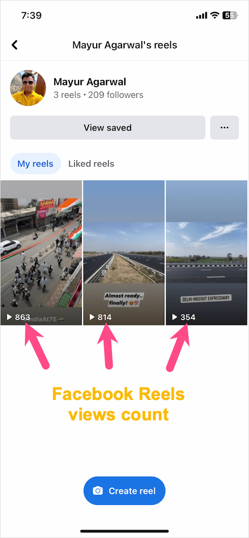 how to see views on your Facebook Reels