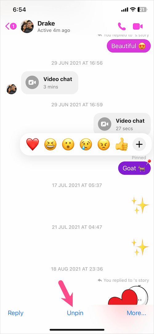 how to unpin a message in messenger