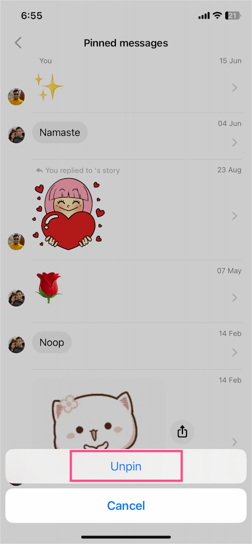 how to unpin pinned messages in facebook messenger