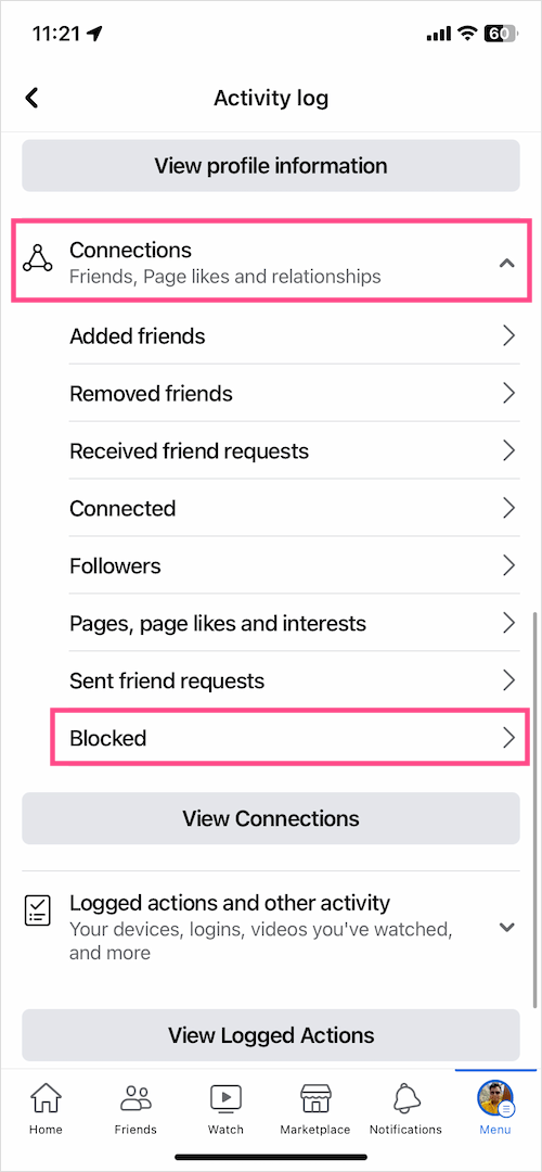 find out when you blocked someone on facebook