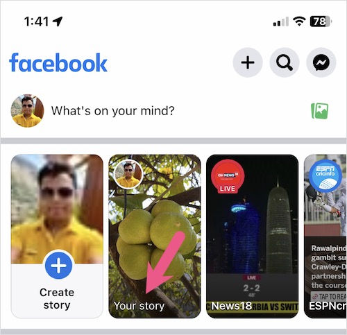 view your facebook story