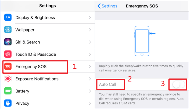 how to turn off emergency SOS on iPhone