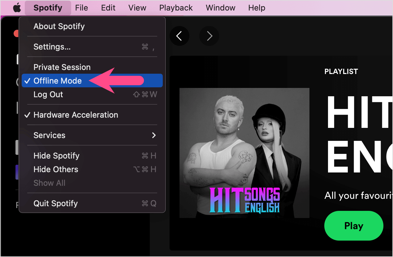 how to turn off Spotify offline mode on mac