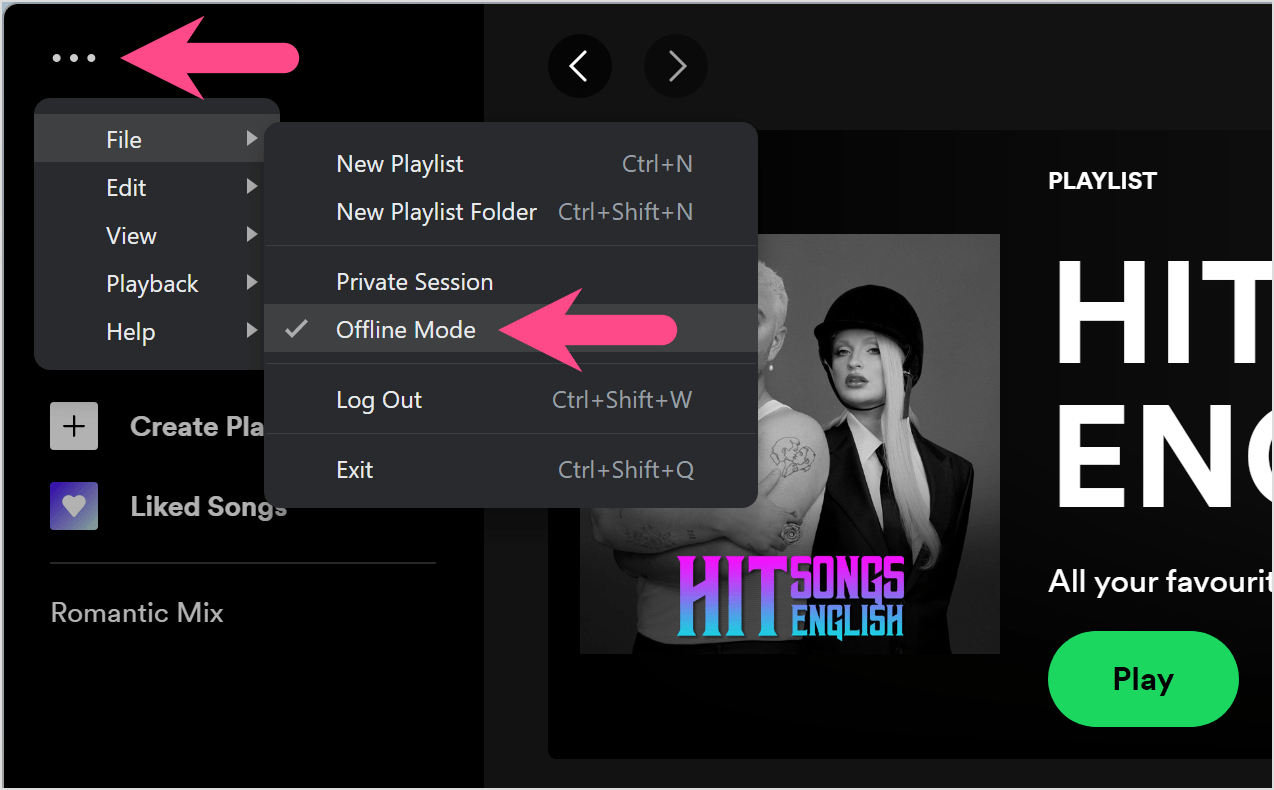 how to turn off offline mode in spotify on windows PC