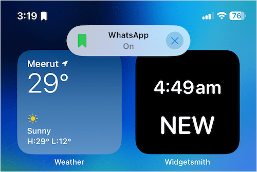 whatsapp focus icon in iphone status bar