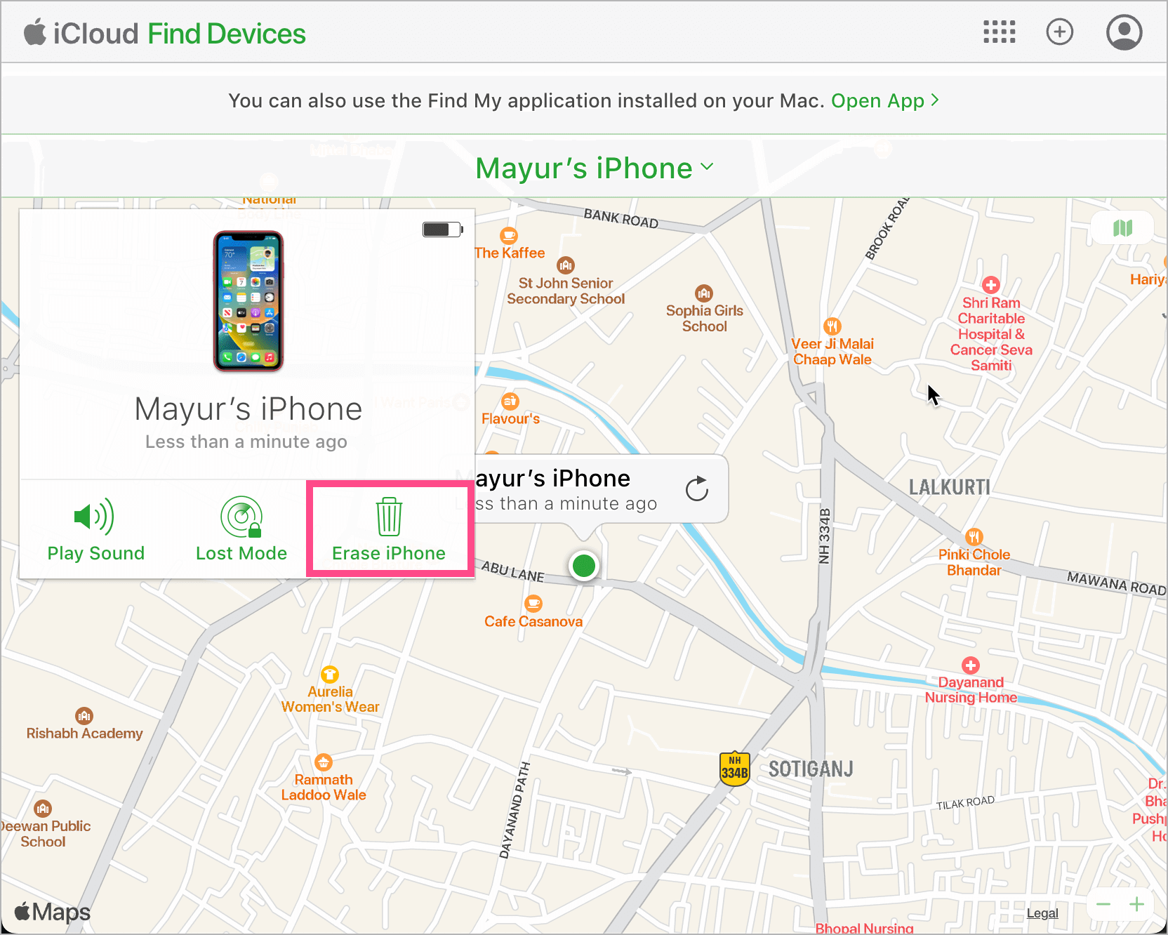 erase iphone remotely using find my iphone