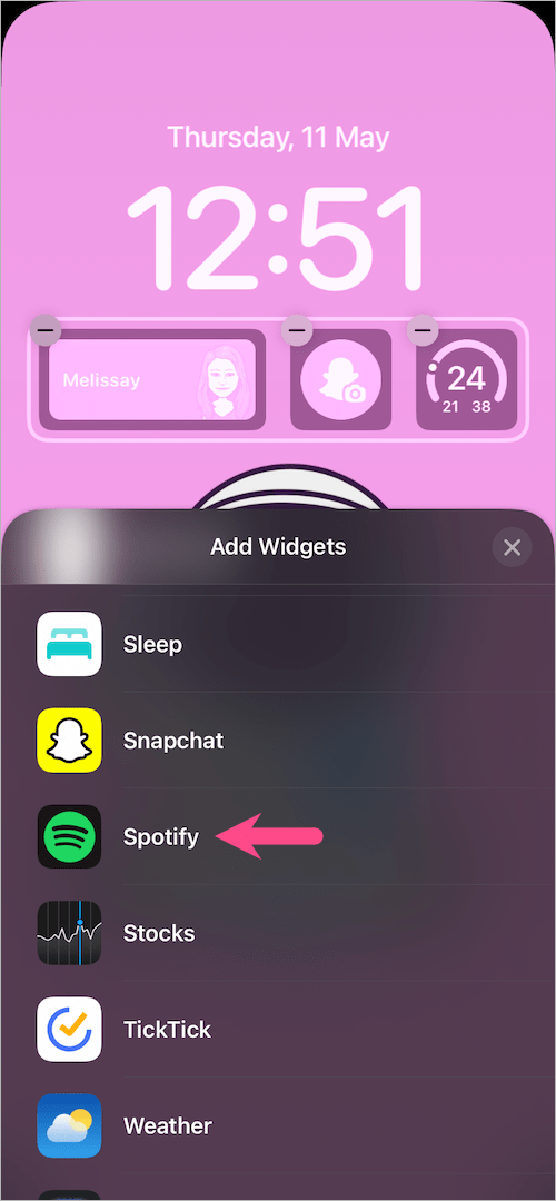 how to add Spotify widget to Lock Screen on ios 16