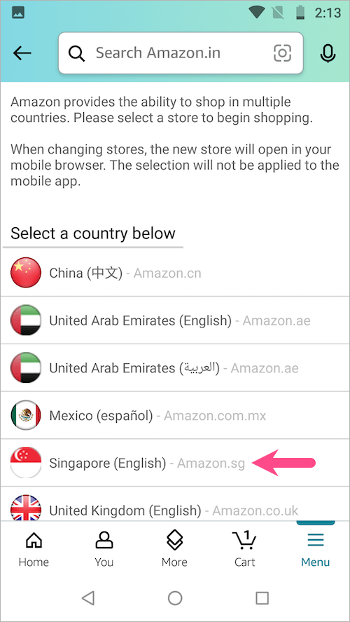 how to change language on amazon app from spanish to english on android