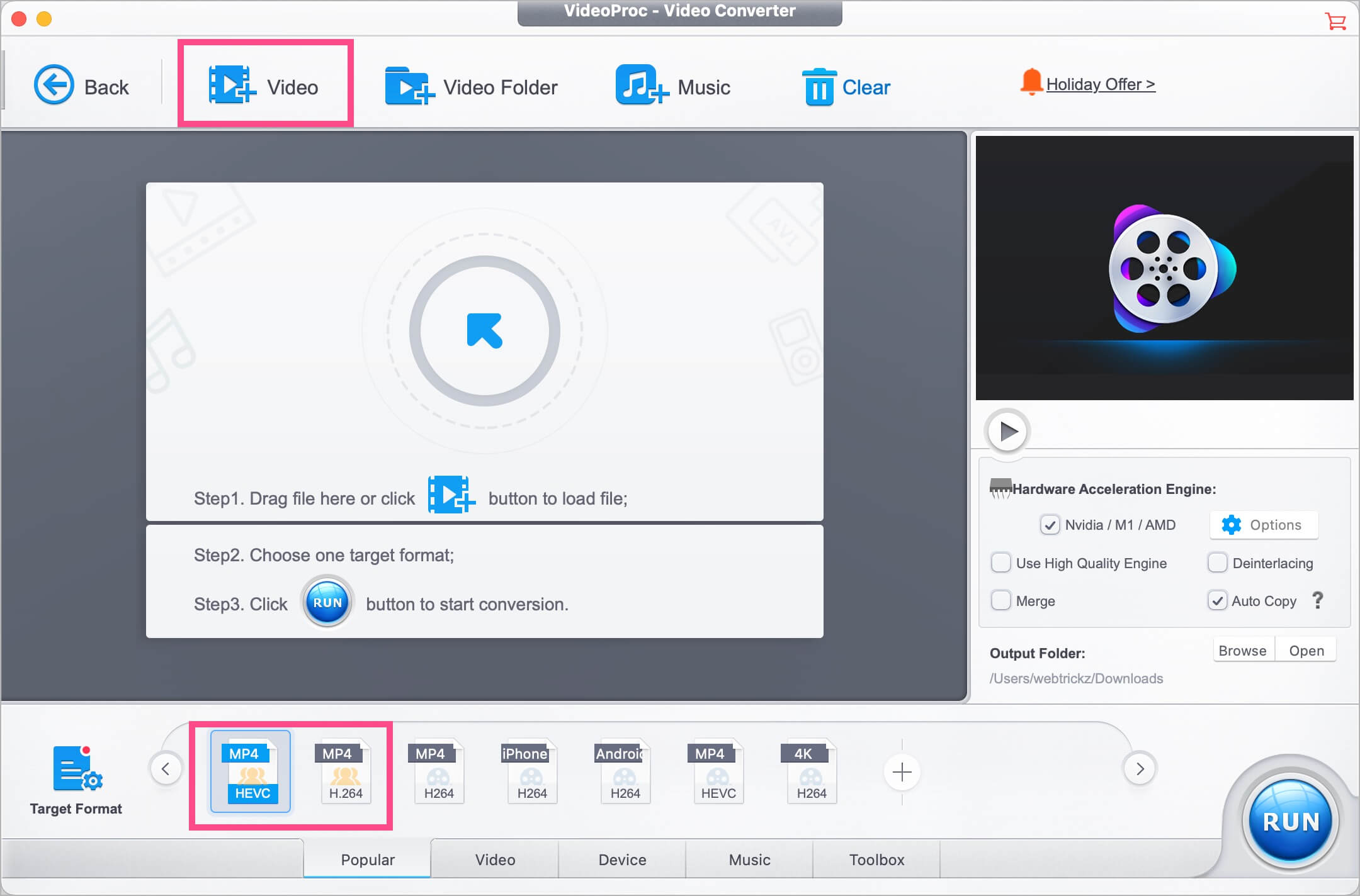 how to convert mkv videos to mp4 using Videoproc