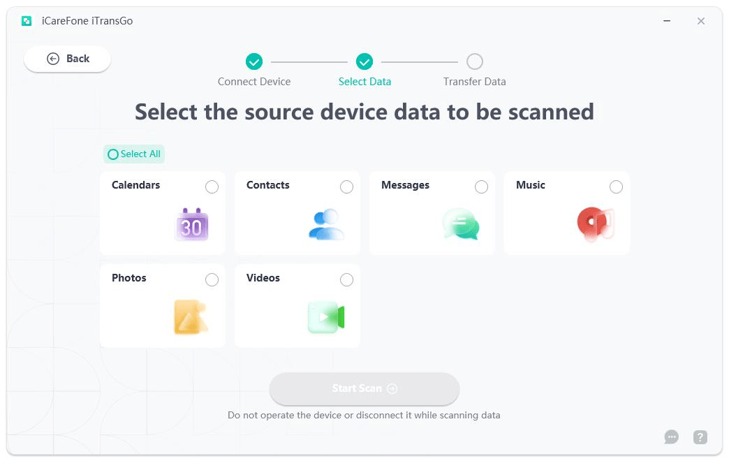 select data to be scanned