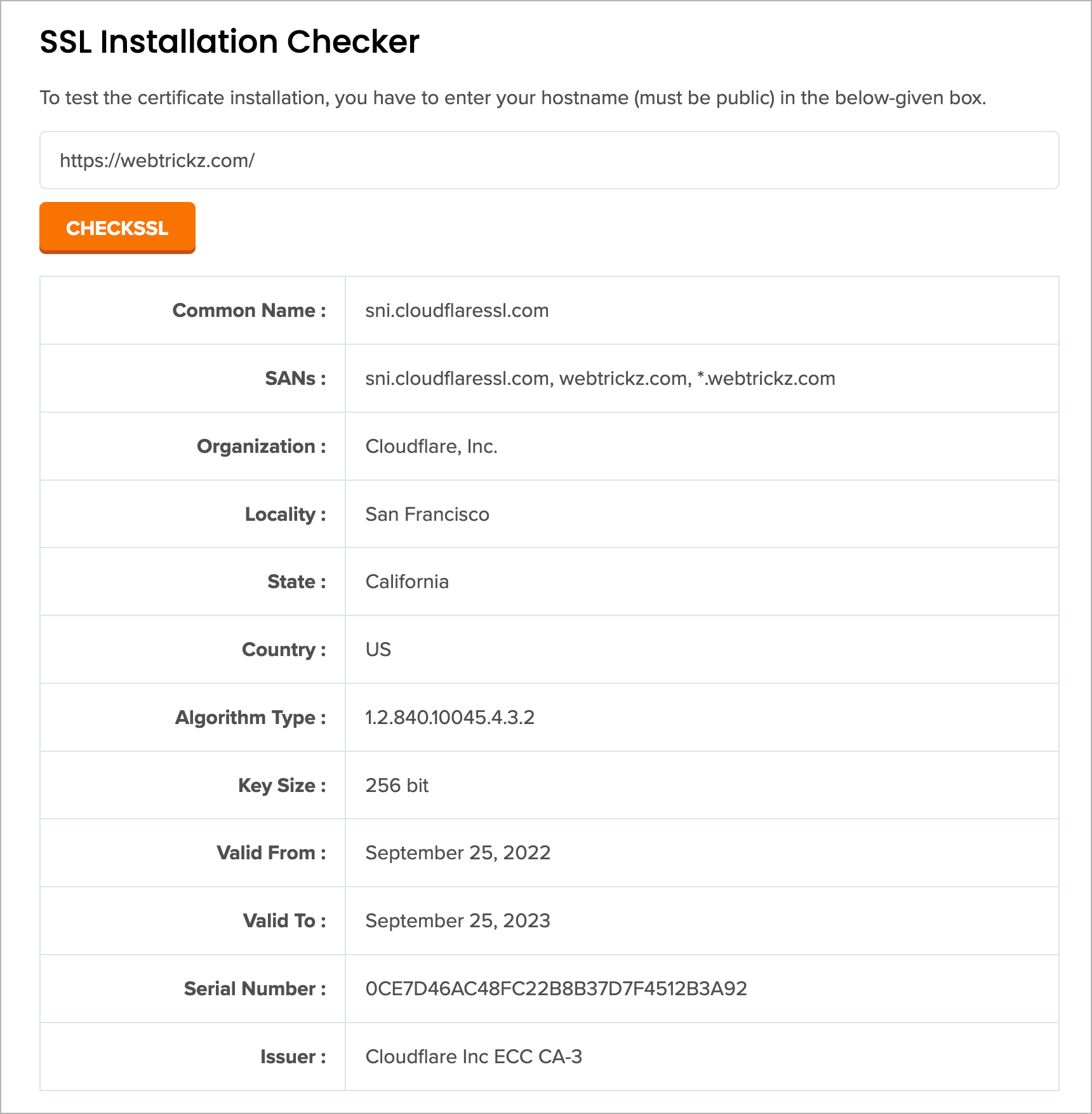 SSL checker online tool