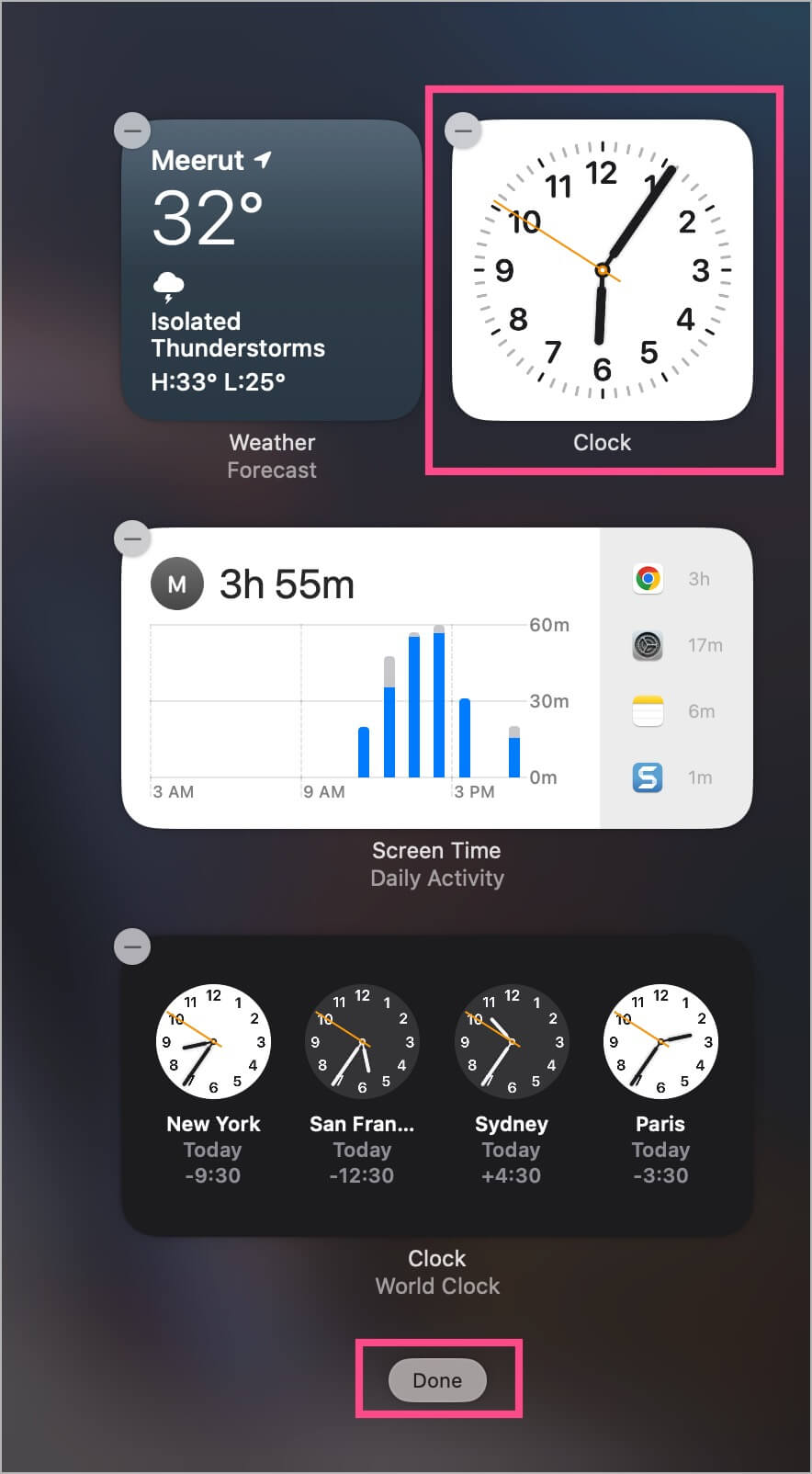 how to add clock widget with seconds hand on mac