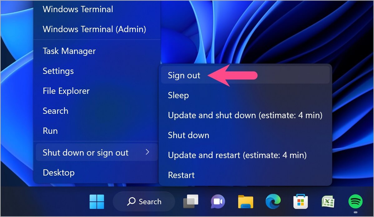 how to sign out of windows 11