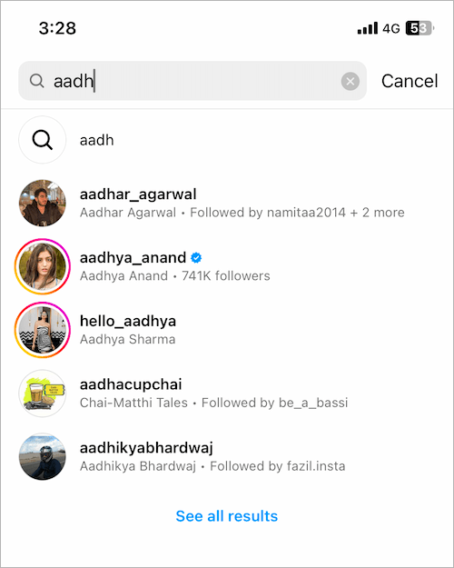 search profile on instagram