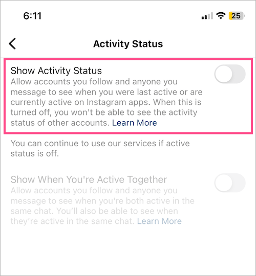 how to turn off active status on instagram 2023 on iphone