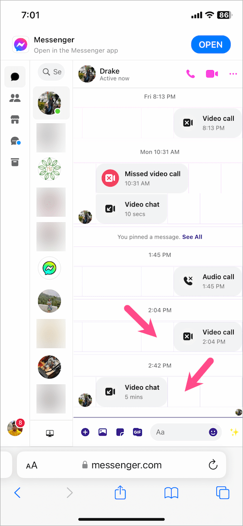 how to delete call history in messenger conversation 2023