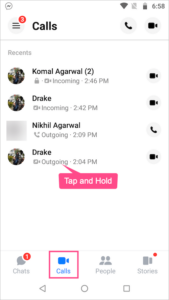 how to delete a missed call on messenger on iphone