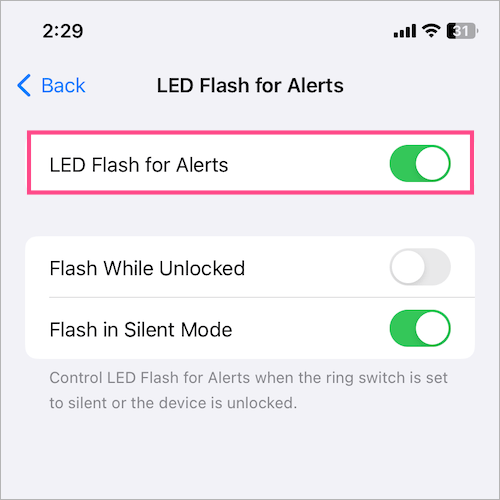 how to enable flashlight notifications on iphone 14