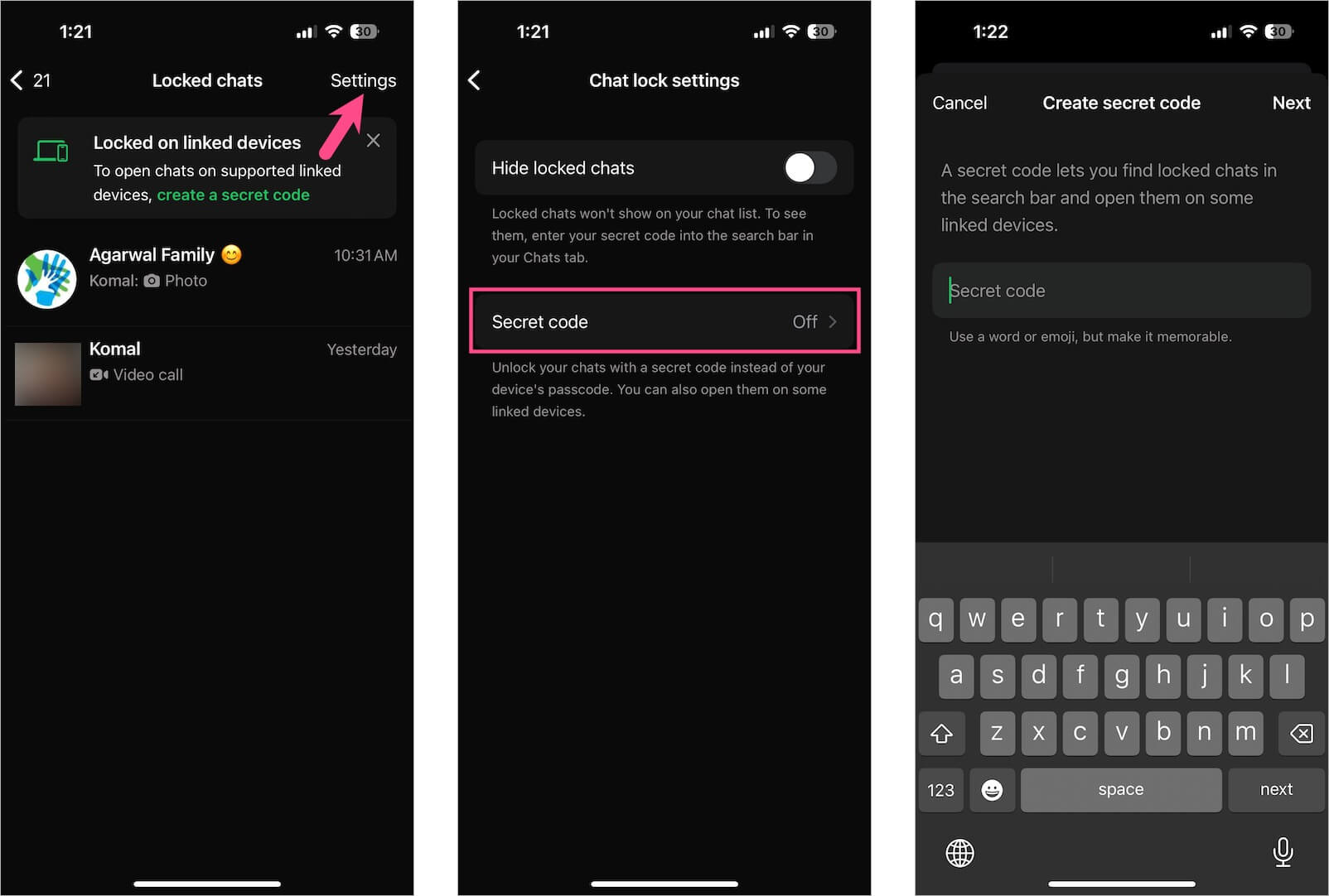Find locked chats on WhatsApp with secret code