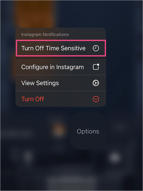 how to get rid of time sensitive notifications from Instagram