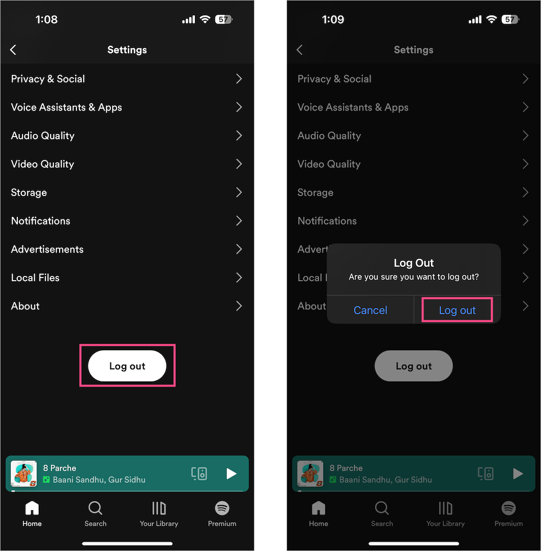 how to log out of spotify 2023 on iphone