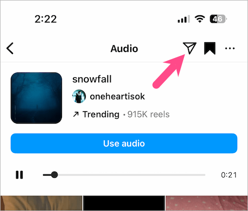 send saved audio on instagram
