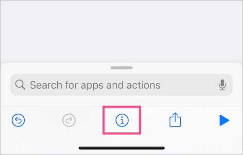 shortcut info button on iOS