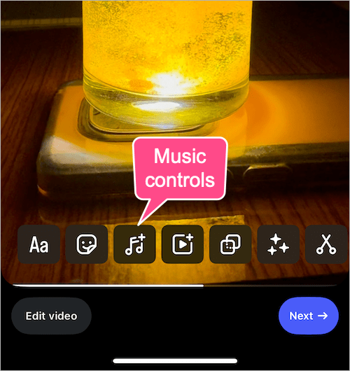 edit reels music on instagram