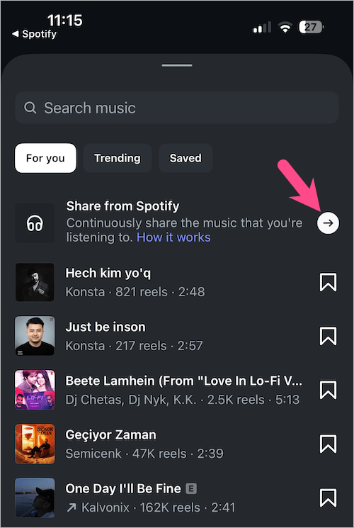 how to add spotify music to your instagram note