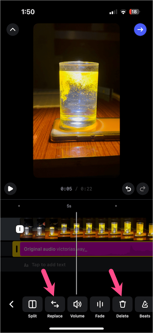 delete audio from a reel on instagram