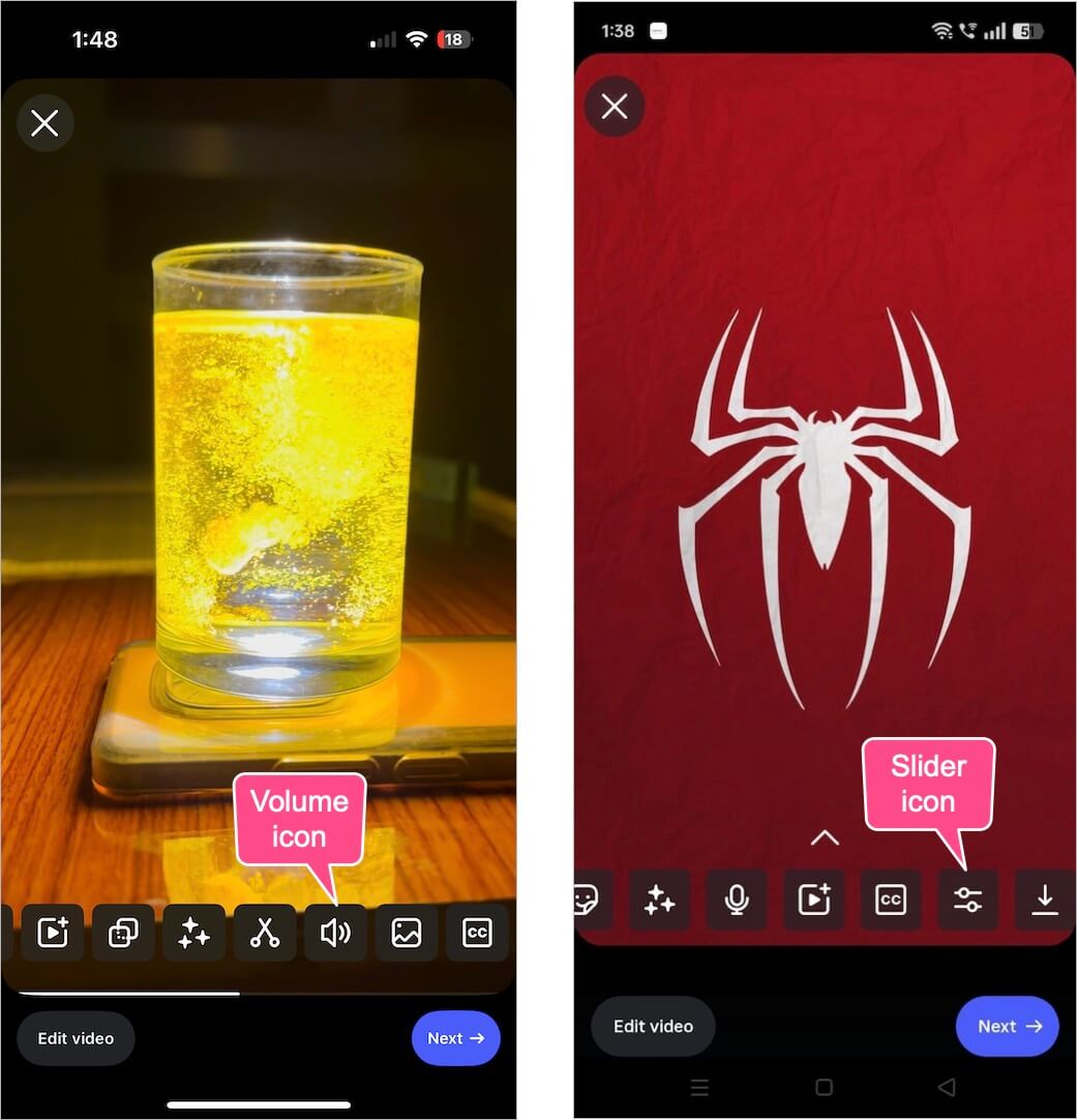 how to remove camera audio from instagram reels