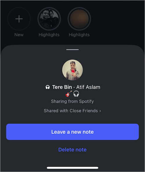 how to delete instagram note
