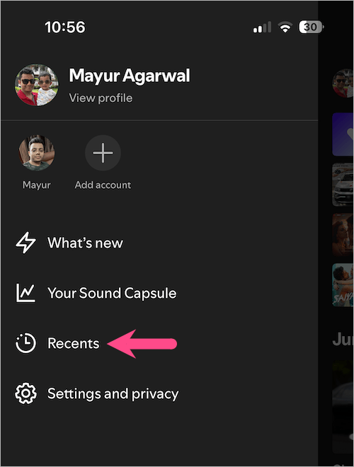 how to see recently played songs on Spotify