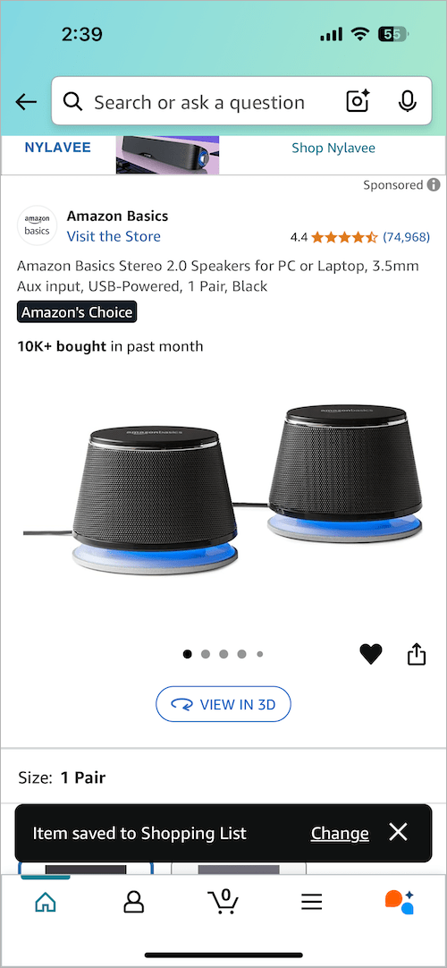 heart icon in amazon app