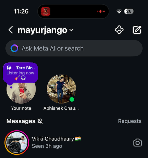 Spotify Music showing in Instagram Notes